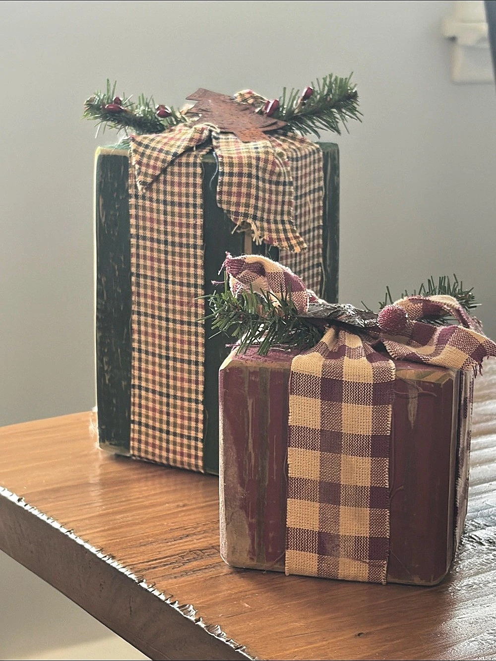 Plaid Holiday Gift Box Decor